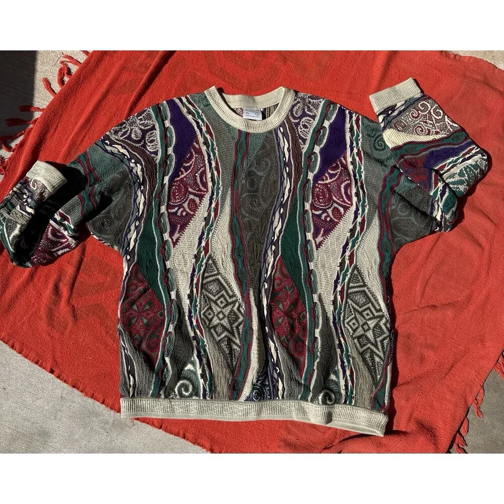 COOGI Australia Vintage Sweater 2XL Multicolor 100% Mercerized Cotton EUC